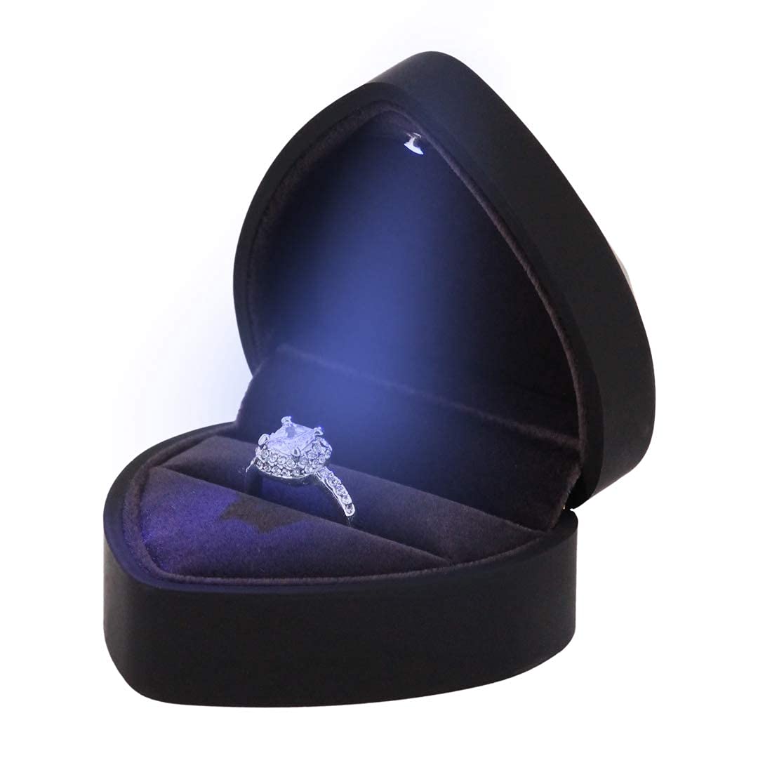 Naimo Engagement Ring Box Earrings Coin Jewelry Ring Box Case with LED Lighted up for Proposal Engagement Wedding Gift