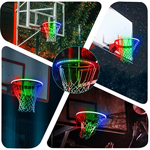 Gr8ware LED Basketball Hoop Lights - Glow-in-The-Dark Basketball Rim Waterproof LED Light Swish - Super Bright to Play at Night Outdoors - Ideal for Kids Adults Training Games 3 on 3