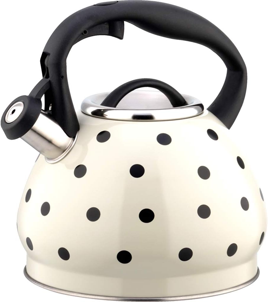 XLSQW Polka Dot Kettle Stainless Steel Whistling Tea Kettle Modern