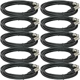 10Pack 25 FT FOOT XLR 3 Pin Male Female MIC microphone Shielded Audio Cable Cord