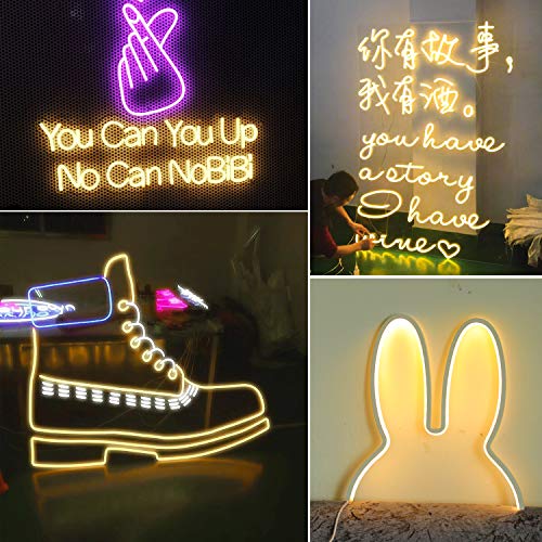 Shine Decor 50ft 110V Dimmable LED Neon Light, 3000K Cuttable Warm White LED Neon Rope Lights, 2835 LED Strip 120LEDs/M, IP65 Waterproof Neon Lighting, for Indoor Outdoor Decoration(7x14.5mm)