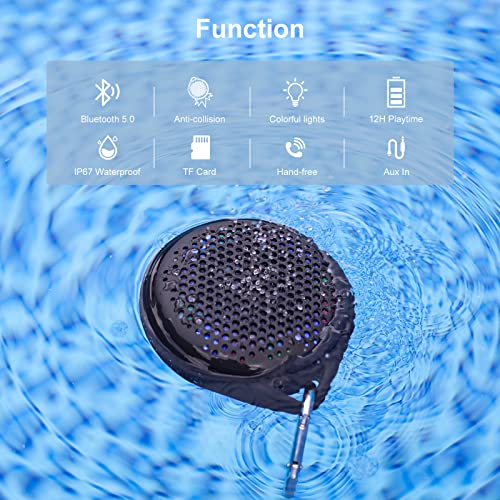 AVWOO Bluetooth Shower Speaker, IP67 Waterproof Speaker with RGB Light