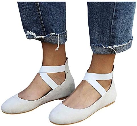 Women's Sandals Closed Pointed Toe Buckled Criss Cross Casual Pumps Flat Ankle Strap Shoes