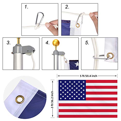 WinisKi 20FT Sectional Flag Pole Kit, Heavy Duty Residential Flagpole