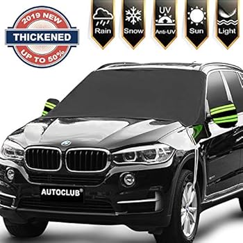 AUTOCLUB Car Windshield Snow Cover,3-Layer Protection&Double Side Design,Snow, Ice, Frost,UV Full Protection,Extra Large & Thick Fit for Most Vehicle(87