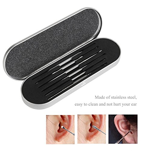 Ear Wax Remover, SaikerMan 6 Pack Stainless Steel Earwax Removal Cleaner Kit with Storage Box - E3