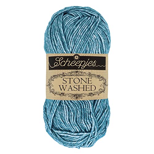 Scheepjes 1664-2 Stone Washed Baumwolle Garn, 78 22% Acryl, 805 Blue Apatite, 10x50g, 10 Count