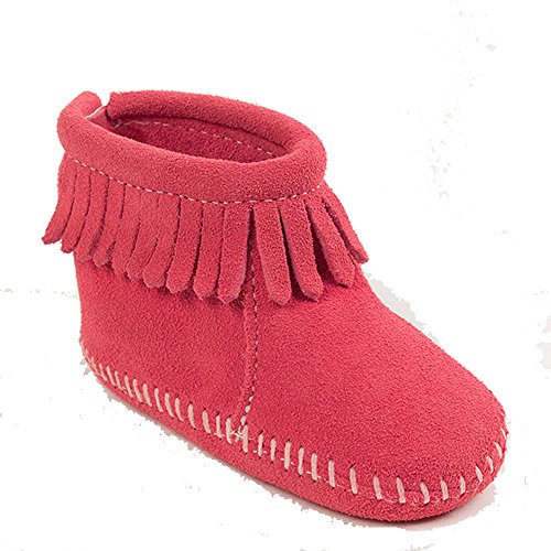 Minnetonka Back Flap Bootie Girls' Infant-Toddler Boot 0 M US Infant Hot Pink