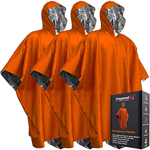 PREPARED4X Emergency Blanket Poncho Keeps You and Your Gear Dry and