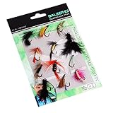 Sougayilang Dry Fly Fishing Lures Fishing Bait Bass Salmon Trouts Flies Assortment Feather Dry Fly Fishing Flies Pack of 12pcs