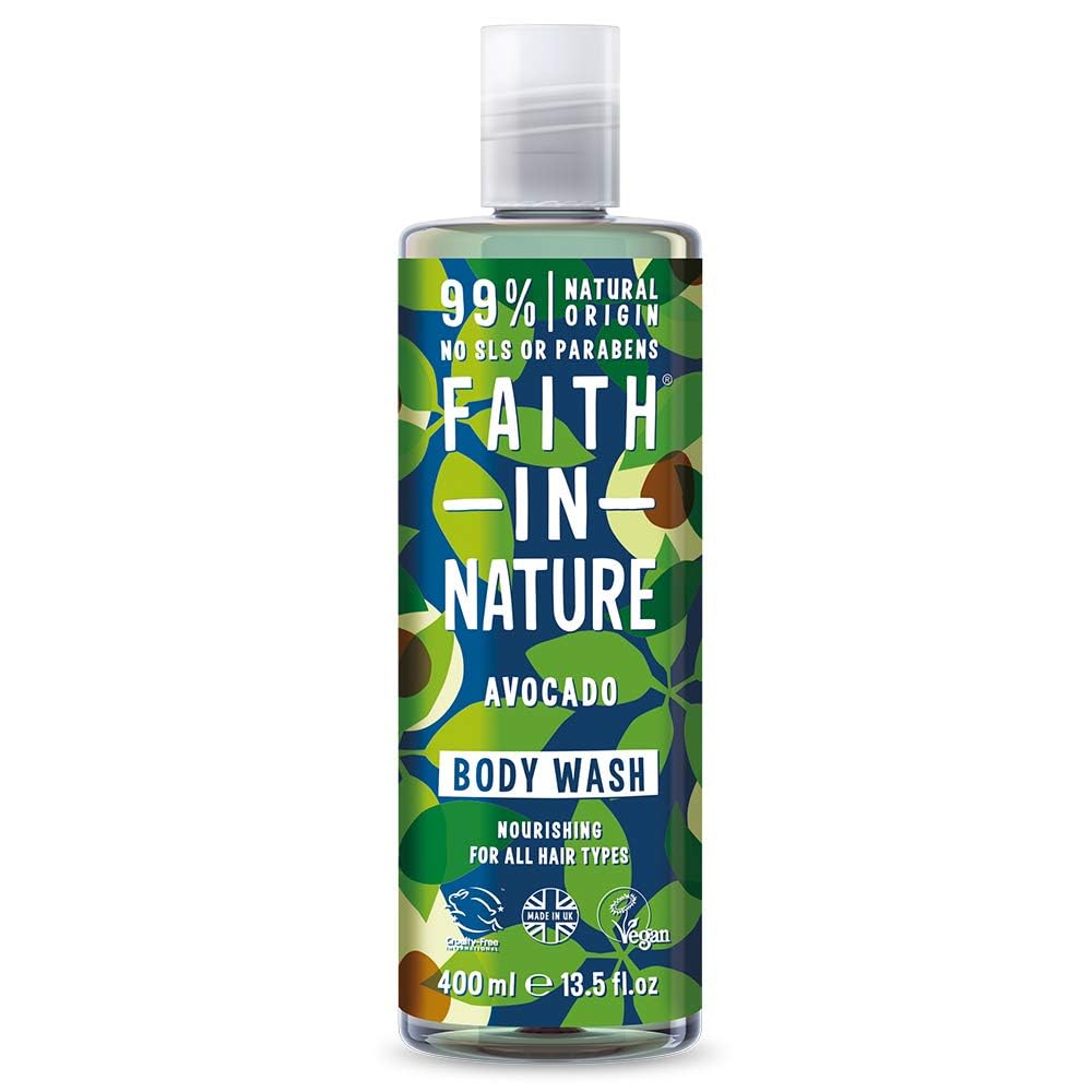 Faith In Nature Natural Avocado Body Wash, Nourishing, Vegan and Cruelty Free, No SLS or Parabens, 400 ml (Pack of 1)