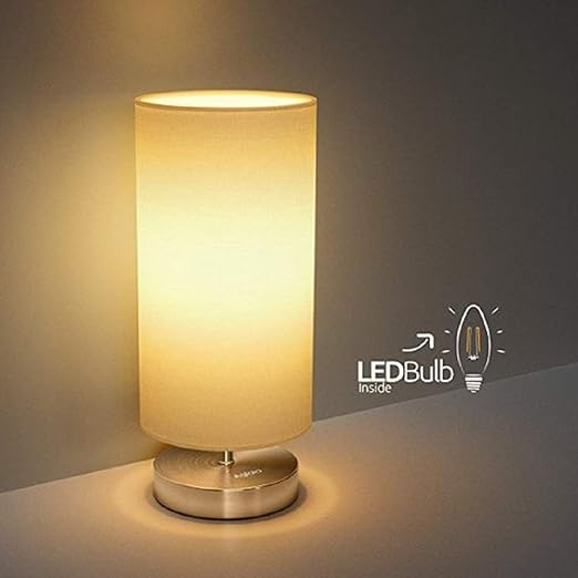 Tischlampe, Nachttischlampe für Schlafzimmer, TECKIN Stoff Schreibtischlampe, Minimalist Moderne Stoff Nachttisch-Leuchte für