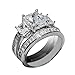 Haluoo Bridal Sets Jewelry, Cubic Zirconia Cz Solitaire White Diamond Silver Engagement Wedding 2 Piece Rings Set Bride Ring (9, Silver)thumb 1