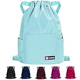 ZOORON Waterproof Drawstring Gym Backpack Bag for Men &amp; Women, Sport Gym Sack Mini Travel Daypack