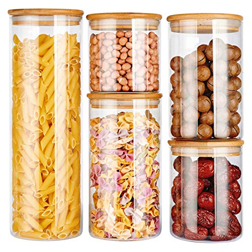 copdrel Stackable Kitchen Canisters Set, Airtight Glass Canister Set of