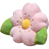 Gujuja Sakura Bed Rest Reading Pillow Kawaii Soft Flower Shape Lumbar Pillows Cherry Blossom Throw Pillow for Sitting in Bed,Imitation Rabbit Plush
