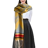 First Choose Women's Large Chunky Plaid Scarf Coloured Checked Oversized Scarf Tassel Soft Fall Winter Thick Warm Shawl