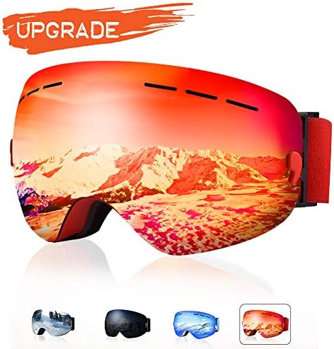 XOOYKI Ski Snowboard Goggles Winter Sports Eyewear Dual Lens Anti-Fog OTG UV Protection Replaceable Lens Elegant Packaging for Men Women