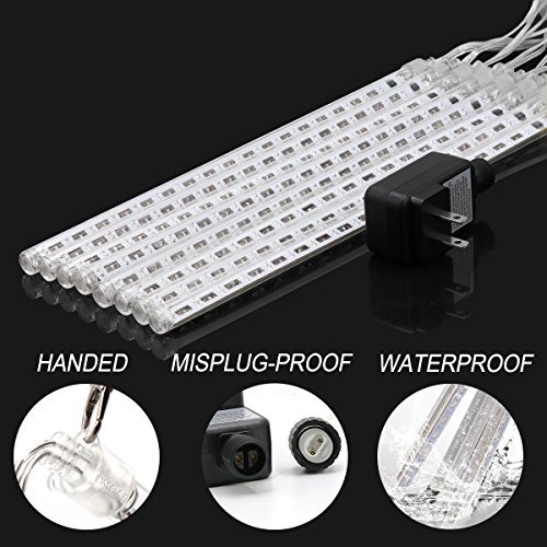 OMGAI LED Meteor Shower Rain Lights - Waterproof Drop Icicle Snow Falling Raindrop 30cm 8 Tubes Cascading Lights for Wedding Xmas Home Décor, Cool White (UL Listed Plug) Tools & Home Improvement, Lighting & Ceiling Fans, Outdoor Lighting, String Lights