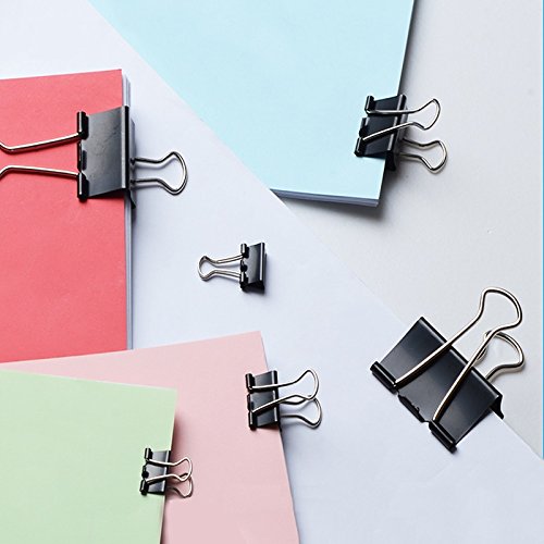 Vonpri 100Pcs Binder Clips Paper Clamp Black 1 inch (25 mm) Medium for Office Home Memo Notes File Organizer