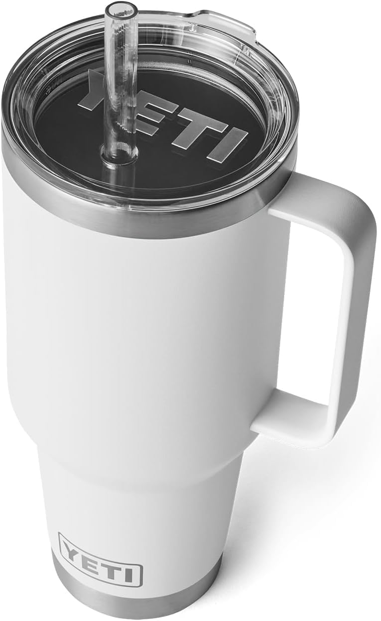 YETI Rambler Straw Mug, Stainless Steel Vacuum Insulated Mug with Stronghold Lid, White, 42 oz (1.2 l)