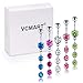 Vcmart 5 pcs Jeweled Belly Button Rings Dangle Surgical Steel 5 Different Colors CZ Navel Rings
