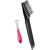 Boao 2 Pieces Hair Brush Cleaning Tool Comb Set Mini Hair Brush Dirt Remover with Metal Wire Rake for Removing Hair Dust Home