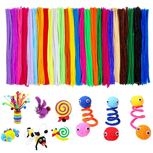 Acerich 500 Pcs Pipe Cleaners Colored Chenille Stems for DIY Art Crafts (6 mm x 12 Inch)