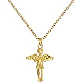 MIXJOY Guardian Angel Necklace, Spiritual Cherub Pendant Religious Jewelry for Women, Memorial Guardian Protection Gift, Christian Baptism Angel Pendant Necklace, Grief Mother's Miscarriage Gifts