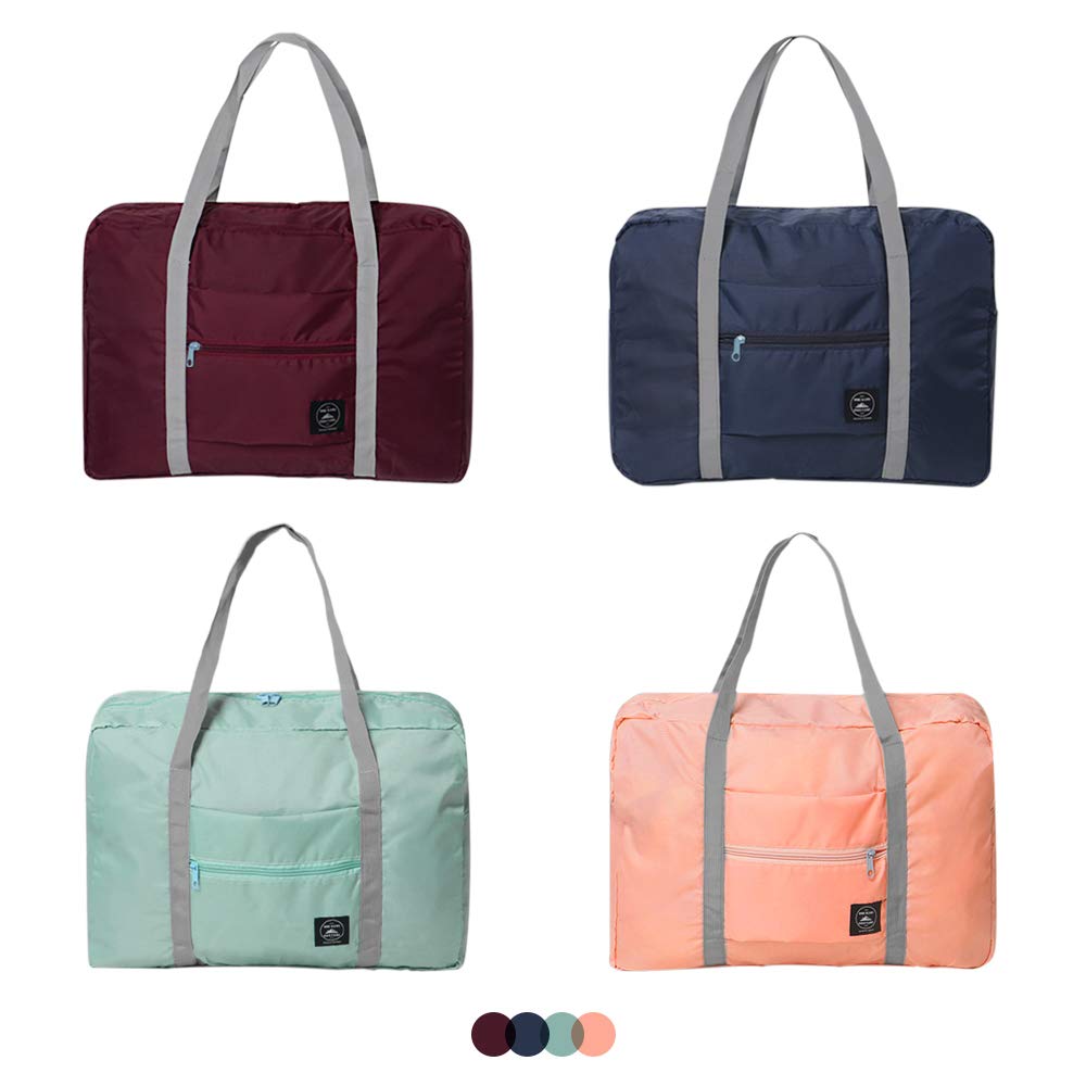 Photo 1 of SITAKE 4 Pcs Foldable Travel Duffel Bag, Waterproof Lightweight Carry-on Bags, Suitable for Overnight, Holiday, Shopping, Weekends, Outing, Gym(Wine Red/Navy Blue/Sky Blue/Light Pink)