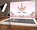 AOFOTO 5x3ft Cartoon Pink Unicorn Background Birthday Party Banner Sweet Flowers Backdrop Kid Baby Shower Infant Newborn Girl Art Portrait Photo Studio Props Video Drape Vinyl Wallpaper