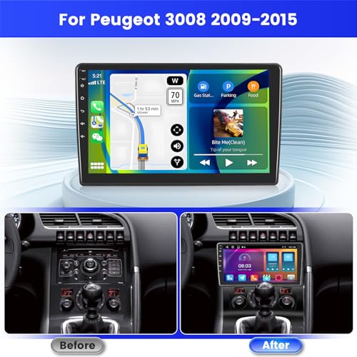 Inefala Radio for Peugeot 3008 2009-2015 Android 15 2+64G with Wireless Carplay and Android Auto, 9'' Touch Screen Stereo Radio with Bluetooth 26UI EQ GPS FM/RDS SWC AHD Reverse Camera