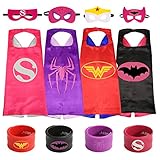 Ecparty Superheros Cape and Mask Matching Slap Bracelet Costumes Set for Kids Party Supplies (4Sets)