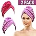 Bath Blossom Microfiber Hair Towel Wrap - Fast Drying Head Wraps Turban Shower Cap Style (2 Pack) for Women and Children