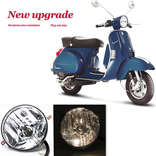 12V Motorcycle Crystal Headlight Assembly Round Clear Head Lamp for Vespa Old P PE PX125 PX150 P200E Disc T5 EFL LML NV Star Stella Star 4S VINTAGE EVOLUTION 4S 2S STAR 4S 2S VINTAGE 2S GT 2T STAR 125