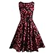 Fancyqube Women's Vintage 1950's Rose Floral Party Cocktail Dress