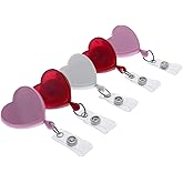 5 Pack - Cute Heart Shaped Retractable Badge Reels with 360° Swivel Alligator Pinch Clip - Great Name Badge Holder for Nurses, Teachers, DIY Bling & Office by Specialist ID (Assorted Colors)