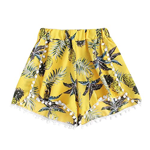 image for FarJing Clearance Sale Womens Pineapple Printing Mid Waist Loose Short