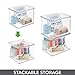 mDesign Stackable Plastic Storage Bin Box with Hinged Lid Organizer for Vitamins, Supplements, Serums, Essential Oils, Medicine Pill Bottles, Adhesive Bandages, First Aid Supplies - 6 Pack - Clear