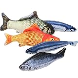 MAXXV Catnip Fish Toys for Cats - North American Organic Catnip - 5PCS Catnip Toys for Cats - 8in Simulation Fish Plush Cat Interactive Toys - Cat Toy for Kittens and Adults
