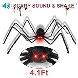 Y- STOP 50 Inch Hairy Halloween Spider,Black Hairy Spider/Tarantula with LED Eyes/Horrible Sound,Best Halloween Decorations