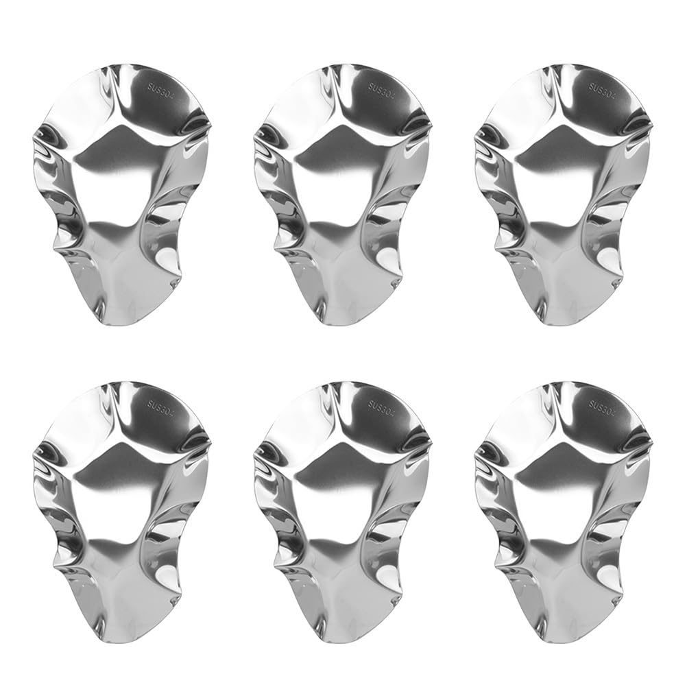 Luxshiny 6pcs Stainless Steel Oyster Dishes - 12x7.5cm Metal Dipping Sauce Bowls for Grilling, Cooking & Serving - Oven & BBQ Safe - Stackable Design (Silver)