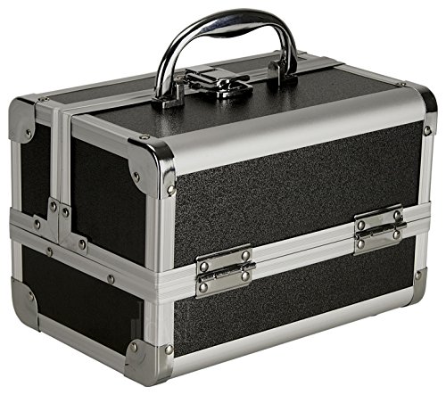 Justcase m1001 makeup case, black with silver trimming