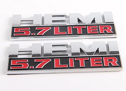 HEMI 5.7 6.4 LITER Emblem Decal Badge Sticker for Dodge Charger Ram 1500 Challenger Jeep Grand Cherokee 2pcs (Silver 5.7)