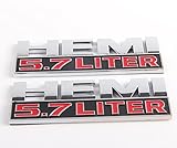 HEMI 5.7 6.4 LITER Emblem Decal Badge Sticker for Dodge Charger Ram 1500 Challenger Jeep Grand Cherokee 2pcs (Silver 5.7)