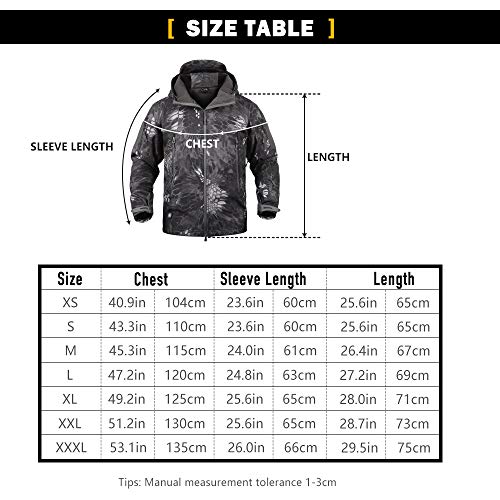 ANTARCTICA Men's Mountain Waterproof Ski Jacket Outdoor Sports Windproof Rain Jacket (Black Camo, XXXL)