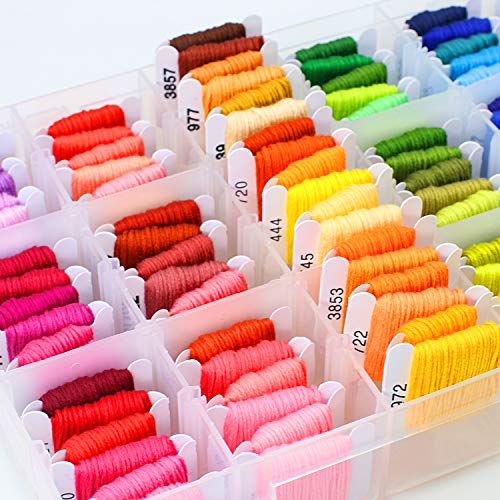 Embroidery Floss 108 Pcs Cross Stitch Kits,COTOPHER Embroidery Thread 62 Skeins Friendship Bracelets Floss with Organizer Storage Box Embroidery Starter Kits 46 Pcs Cross Stitch Tools(108 PCS) - Thumbnail 5