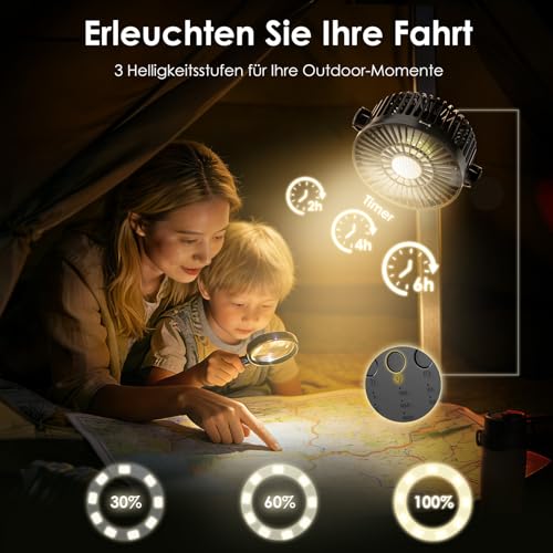 Minthouz Magnetic Fan with 12000 mAh Battery, USB Fan with 3 Speed Levels, Portable LED Table Fan, Suitable for Golf Cart, Cruise Ship, Travel, Camping, Pack of 2