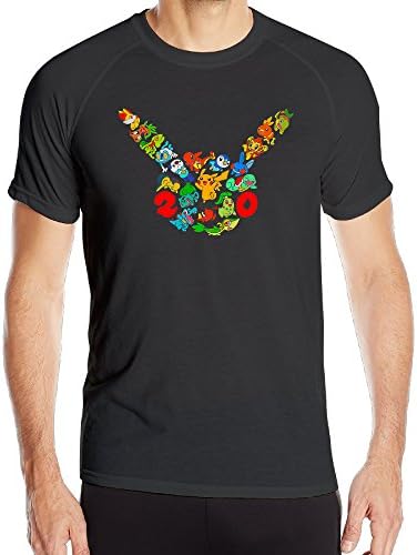 Pokemon 20th Anniversary Sport Tee Men's Cool DRI Performance T Shirt Black
