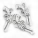 Housweety 50PCs Charm Pendants Gun Shape Silver Tone 21mmx11mm(7/8
